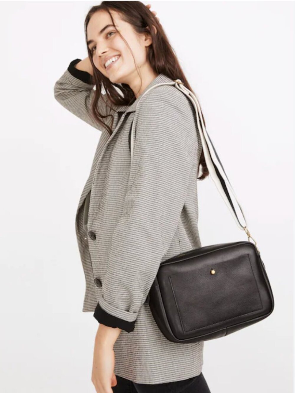 Madewell Large Transport Camera Bag - Black Leather